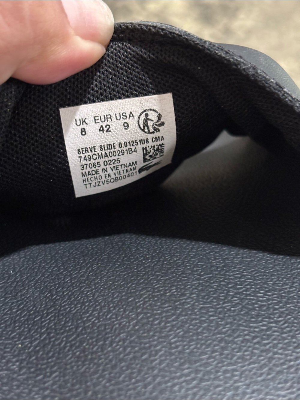 Lacoste Men's Black Slide Sandals with Green Crocodile Emblem - Picture 7 of 8